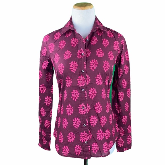 J. Crew Purple Floral Perfect Fit Button Down Shirt